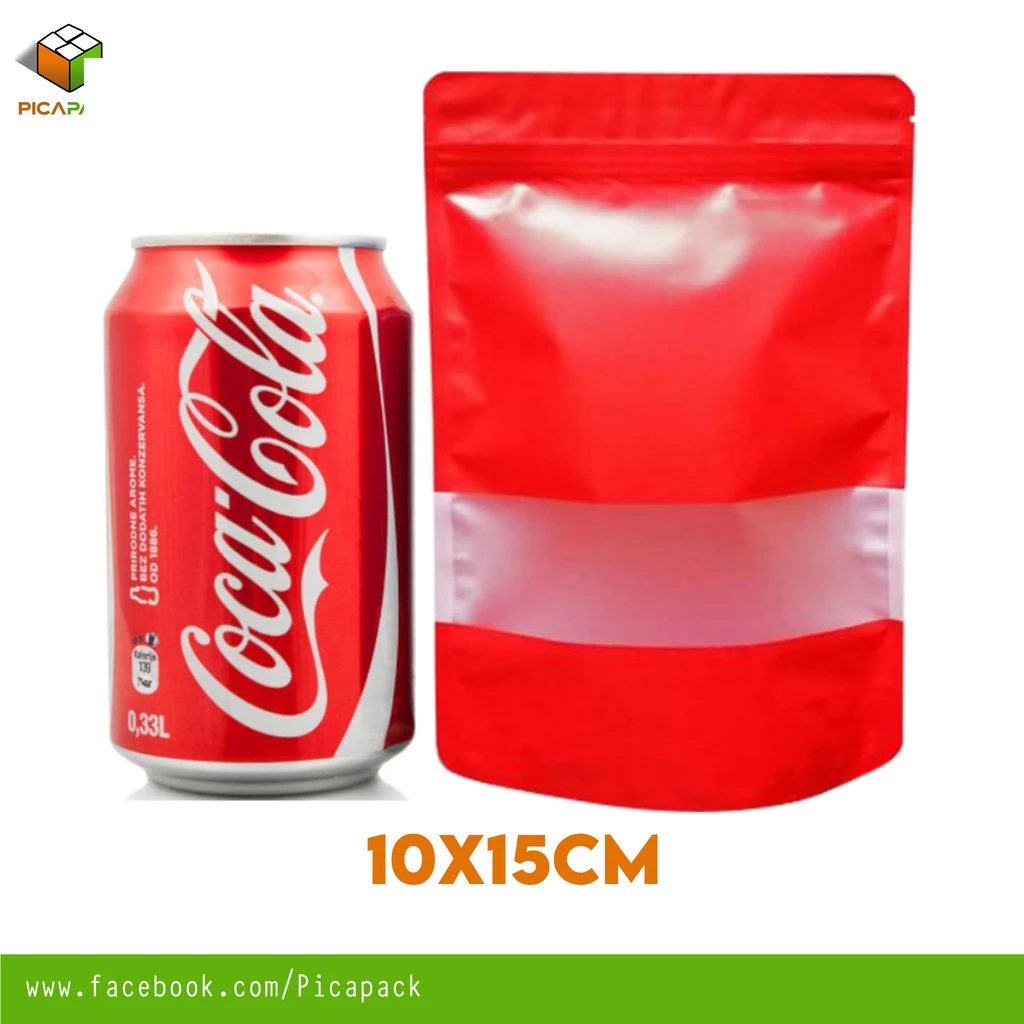 Glossy Red w/ Window Stand-up Resealable Pouch