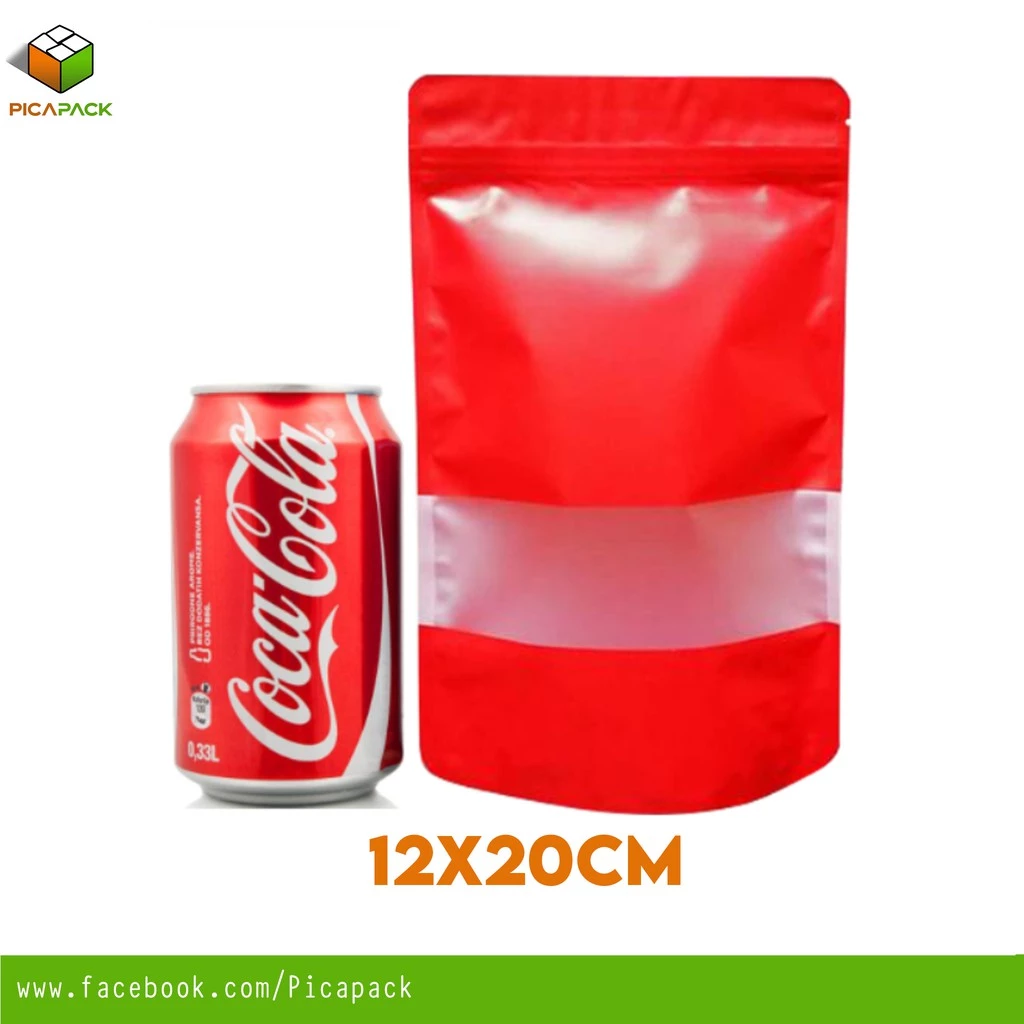 Glossy Red w/ Window Stand-up Resealable Pouch