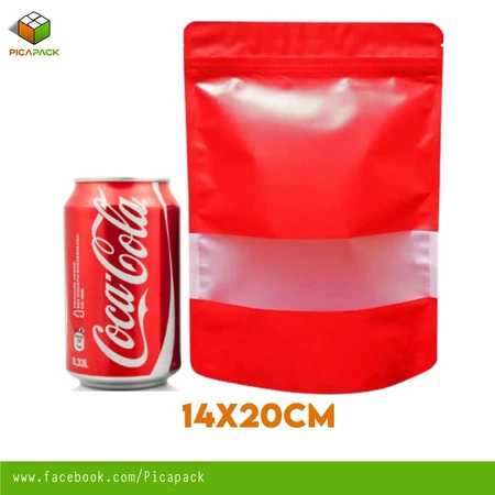 Glossy Red w/ Window Stand-up Resealable Pouch
