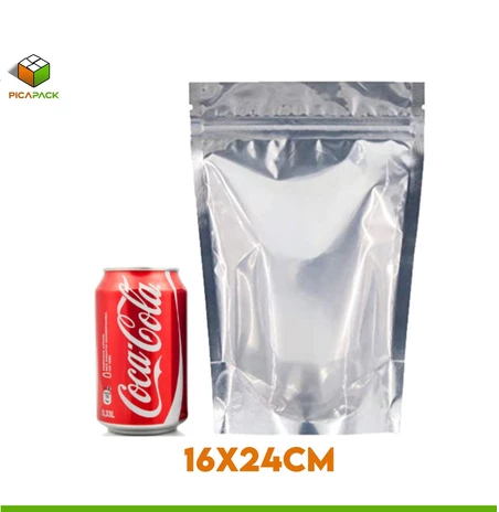 Half Clear / Half silver Stand-up Resealable Pouch