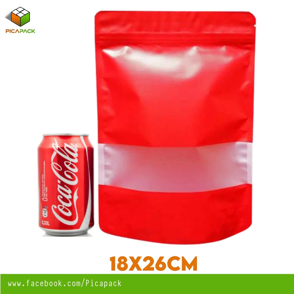 Glossy Red w/ Window Stand-up Resealable Pouch