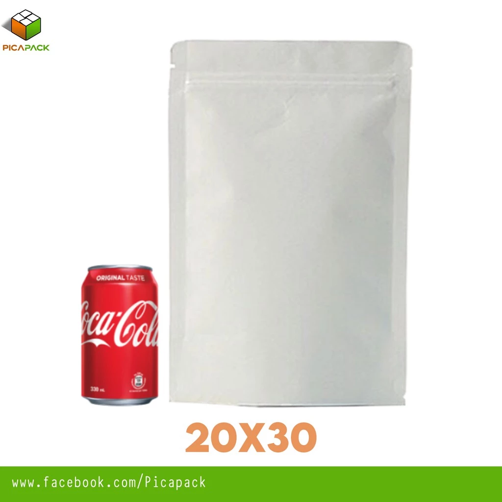 Full kraft white Stand-up Resealale Pouch