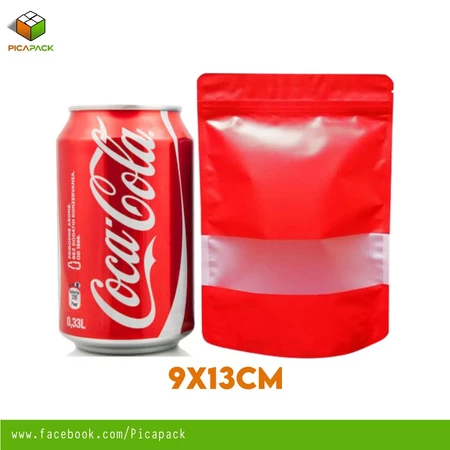 Glossy Red w/ Window Stand-up Resealable Pouch