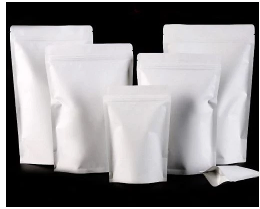 Full kraft white Stand-up Resealale Pouch
