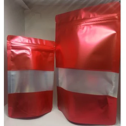 Glossy Red w/ Window Stand-up Resealable Pouch