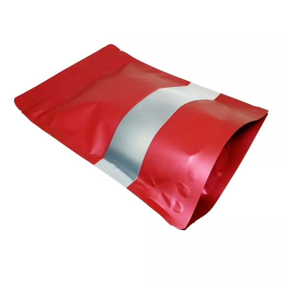 Glossy Red w/ Window Stand-up Resealable Pouch