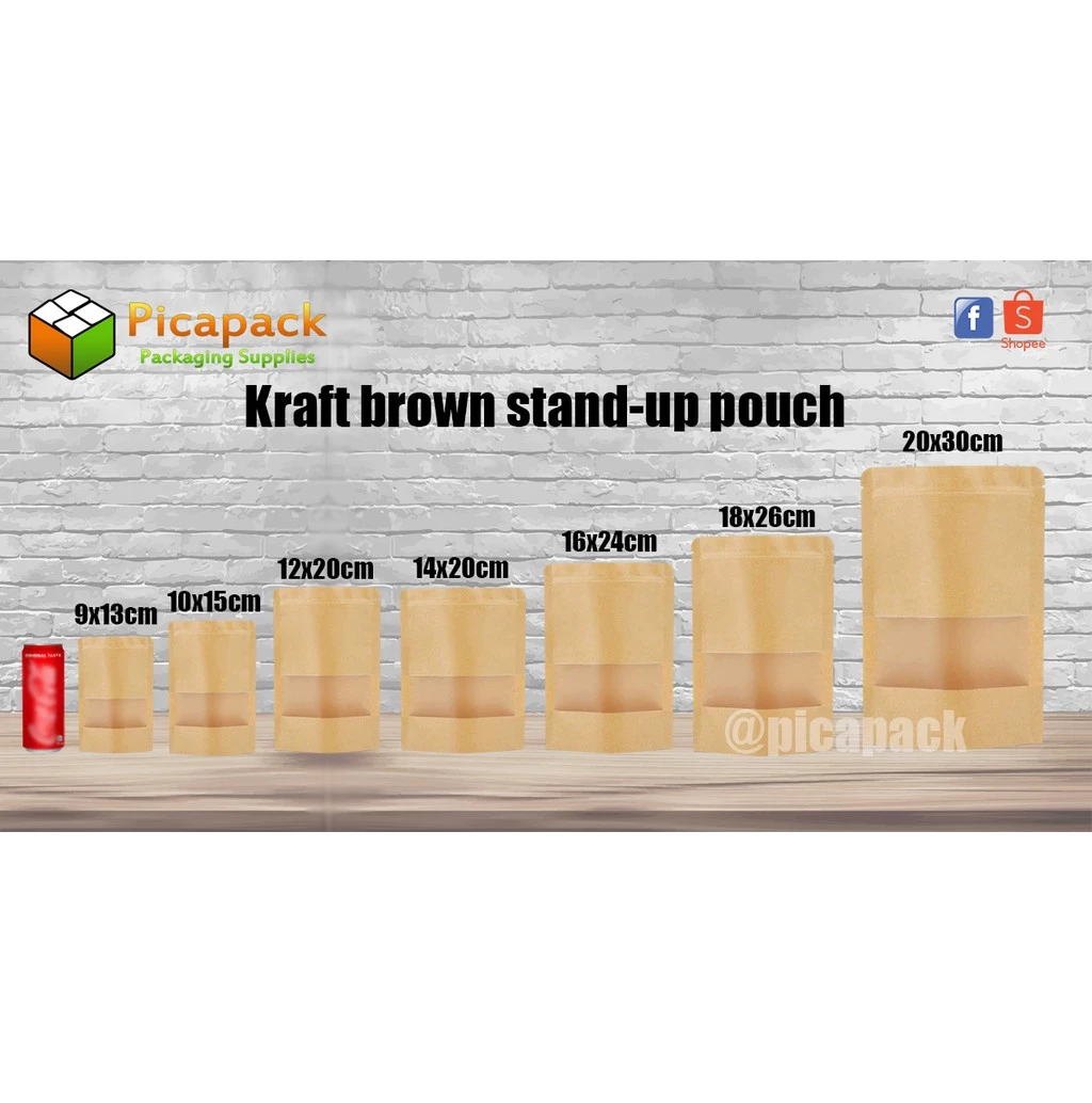 Kraft brown w/ Window Stand-up Resealable Pouch