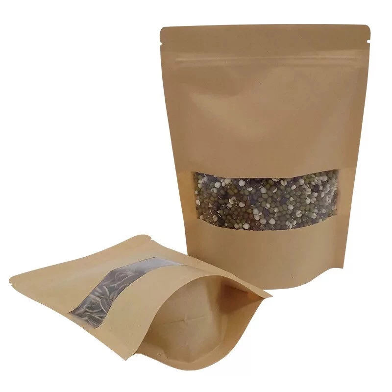 Kraft brown w/ Window Stand-up Resealable Pouch