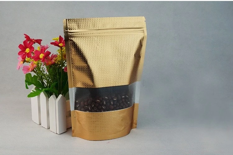 Textured gold w/ Window Stand-up Resealale Pouch