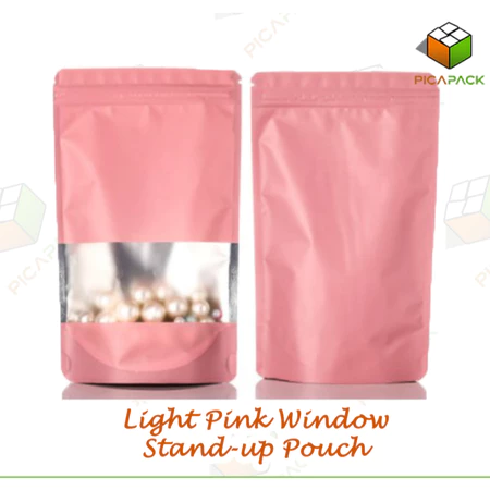 Glossy Matte Pink w/ Window Stand-up Resealable Pouch