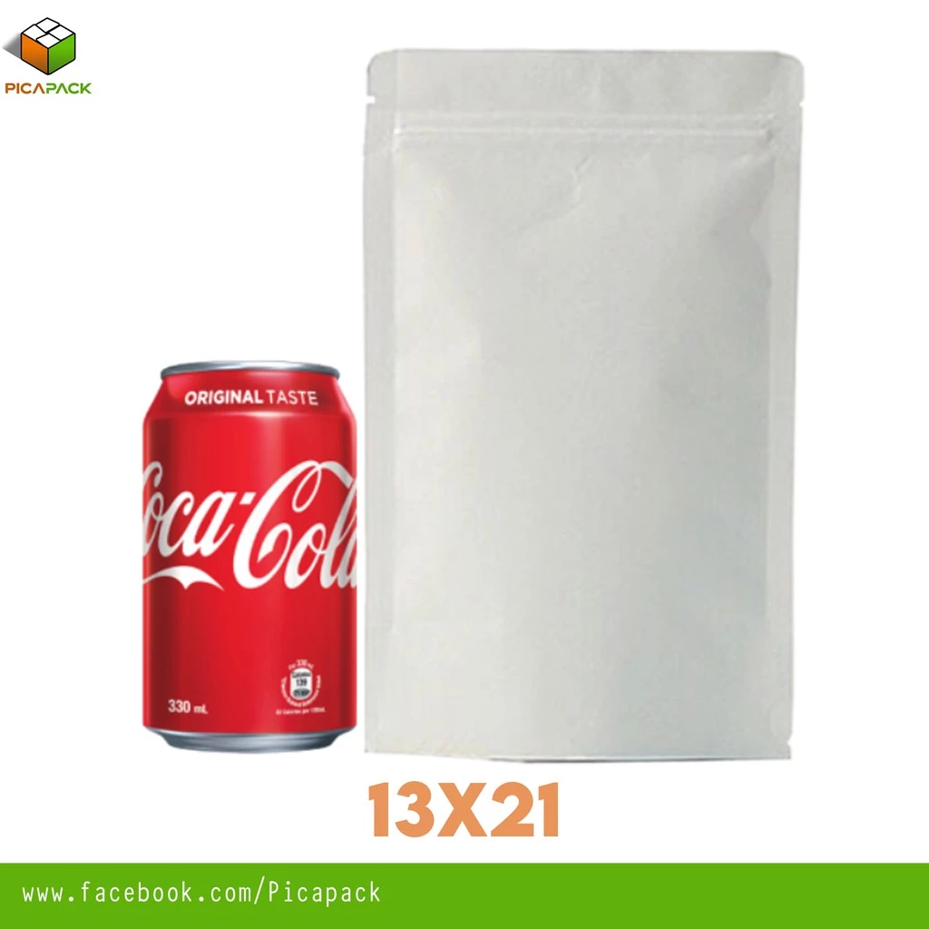 Full kraft white Stand-up Resealale Pouch