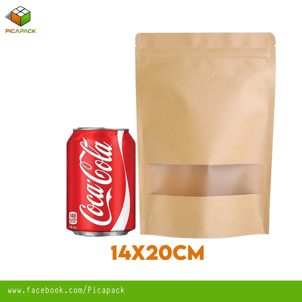 Kraft brown w/ Window Stand-up Resealable Pouch
