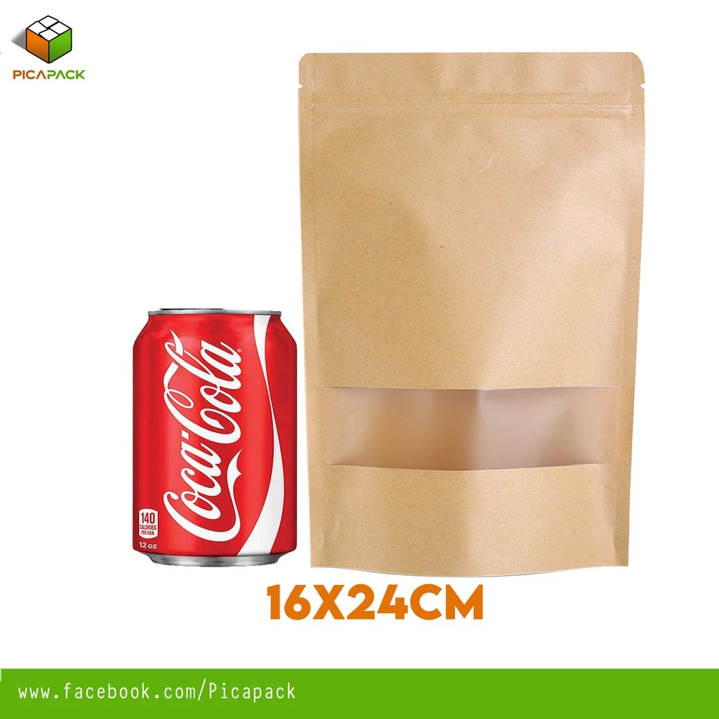 Kraft brown w/ Window Stand-up Resealable Pouch