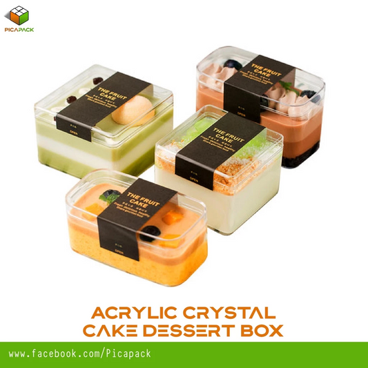 Crystal Acrylic Box Cake Dessert Tirramisu Packaging