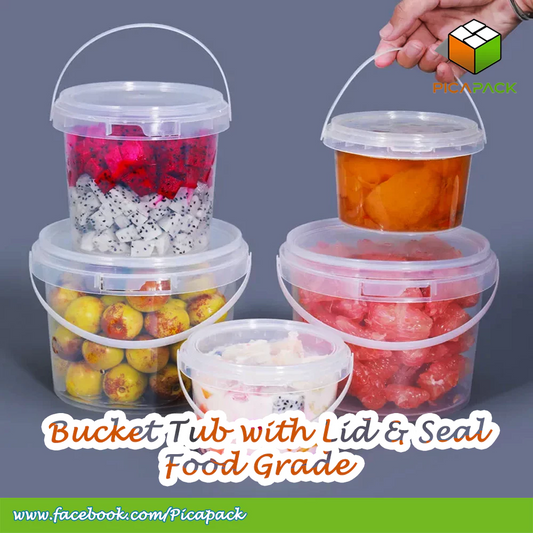 Bucket Tub with Lid & Seal Basket Pail Canister