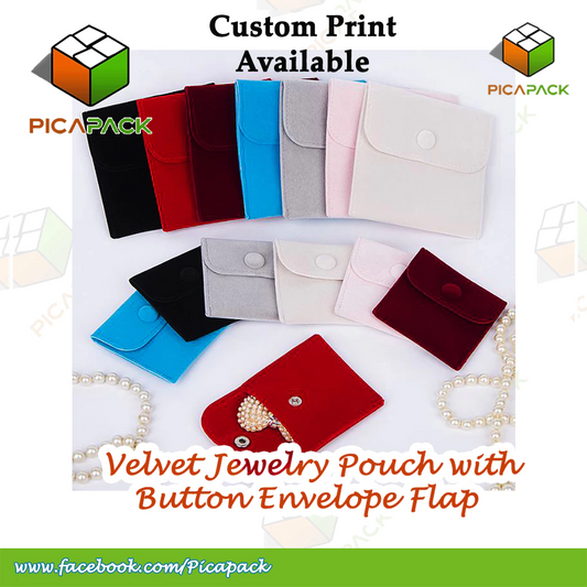 Envelope Flap Velvet Jewelry Pouch with button