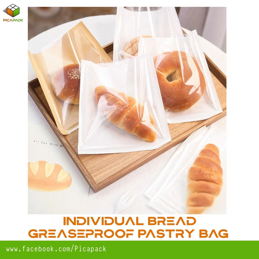 Individual Bread Bag Holder Takeout packaging Half Transparent