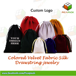 Colored Velvet Fabric Drawstring Jewelry Pouch