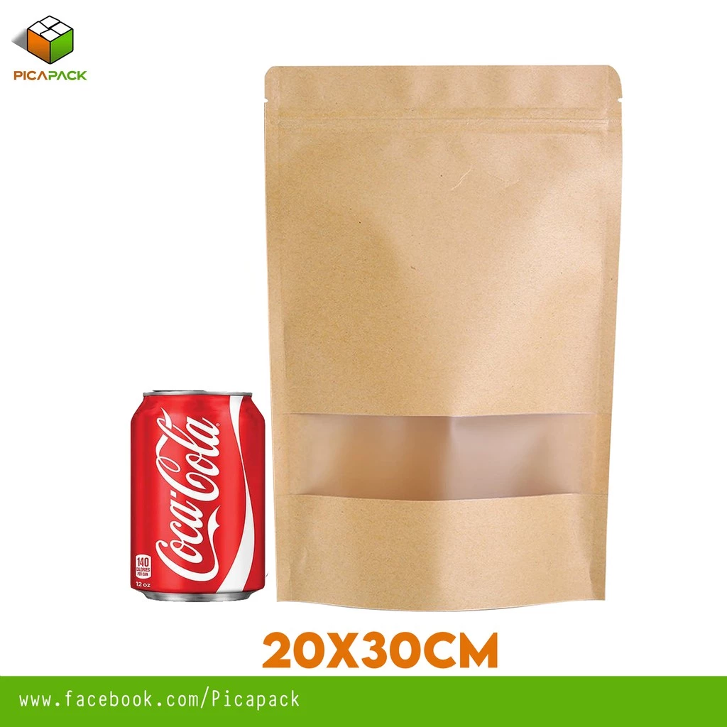 Kraft brown w/ Window Stand-up Resealable Pouch