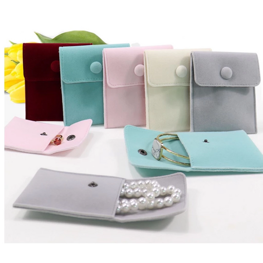 Envelope Flap Velvet Jewelry Pouch with button