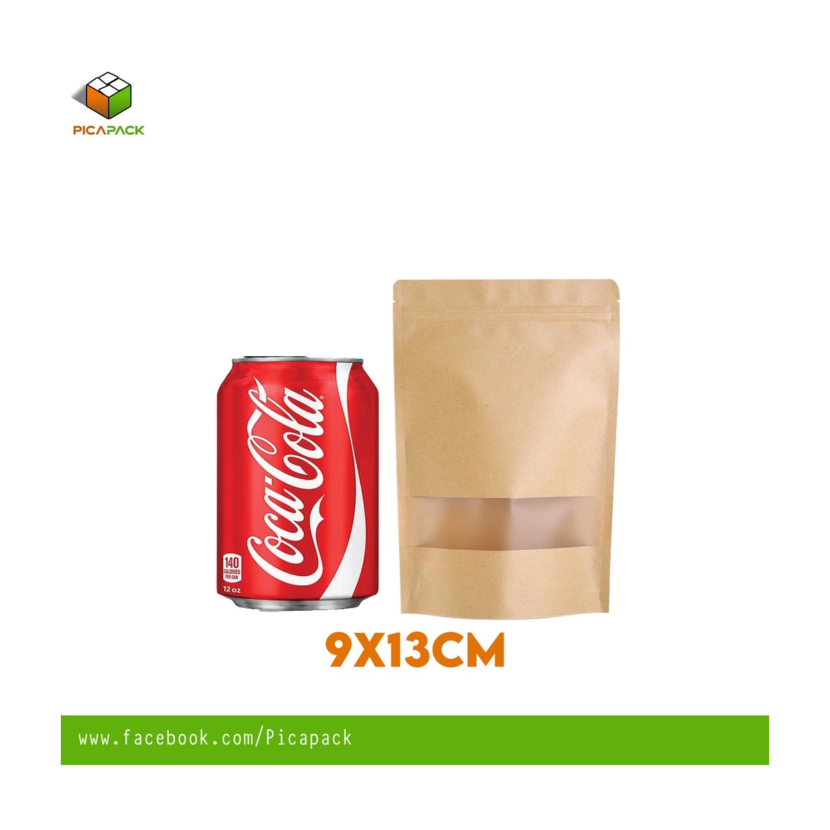 Kraft brown w/ Window Stand-up Resealable Pouch