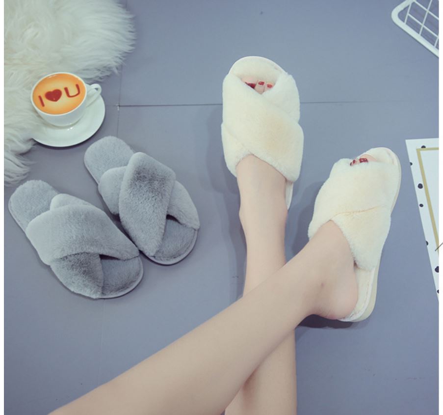 Cross Plush Slippers