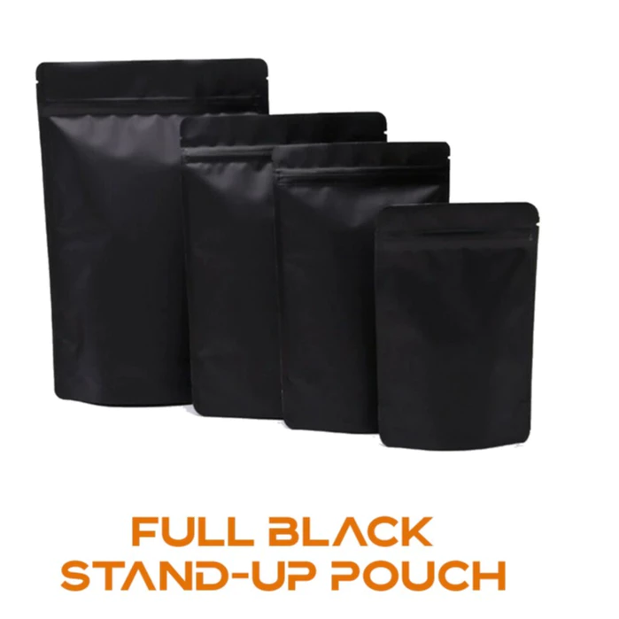 Full Matte Black Stand-up Resealable Pouch