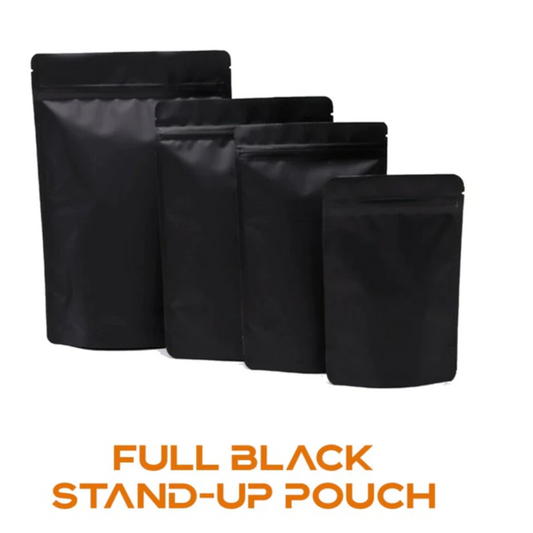 Full Matte Black Stand-up Resealable Pouch