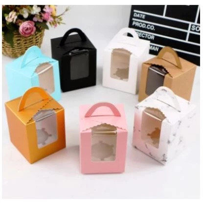 Single Cupcake Box Packaging with Handle & Cupcake Holder