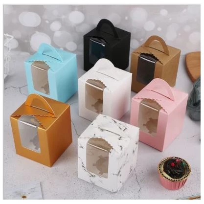 Single Cupcake Box Packaging with Handle & Cupcake Holder