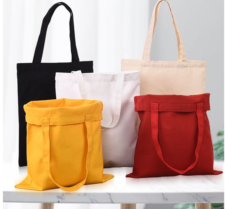 Colored Canva Tote Bag with Zipper
