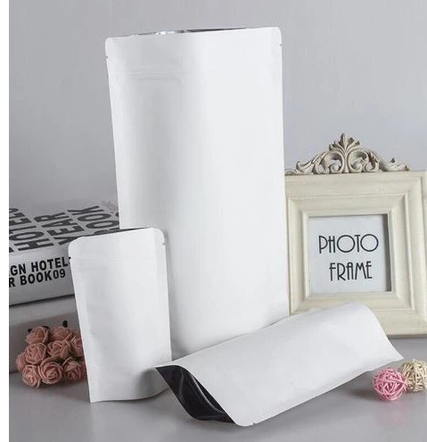 Full kraft white Stand-up Resealale Pouch