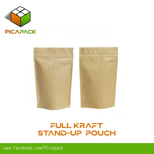 Full Kraft brown Stand-up Resealable Pouch