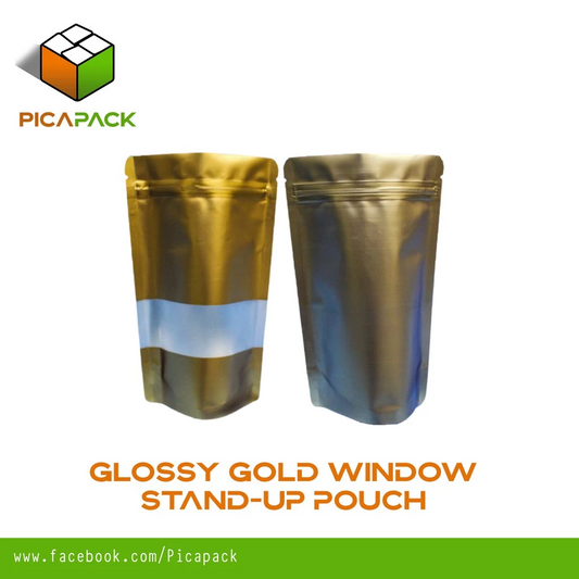 Glossy Gold w/ Window Stand-up Resealale Pouch