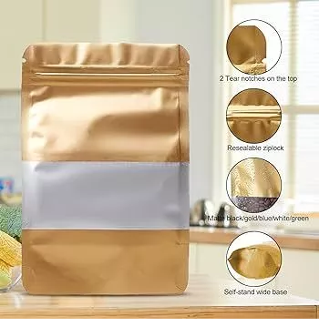 Glossy Gold w/ Window Stand-up Resealale Pouch