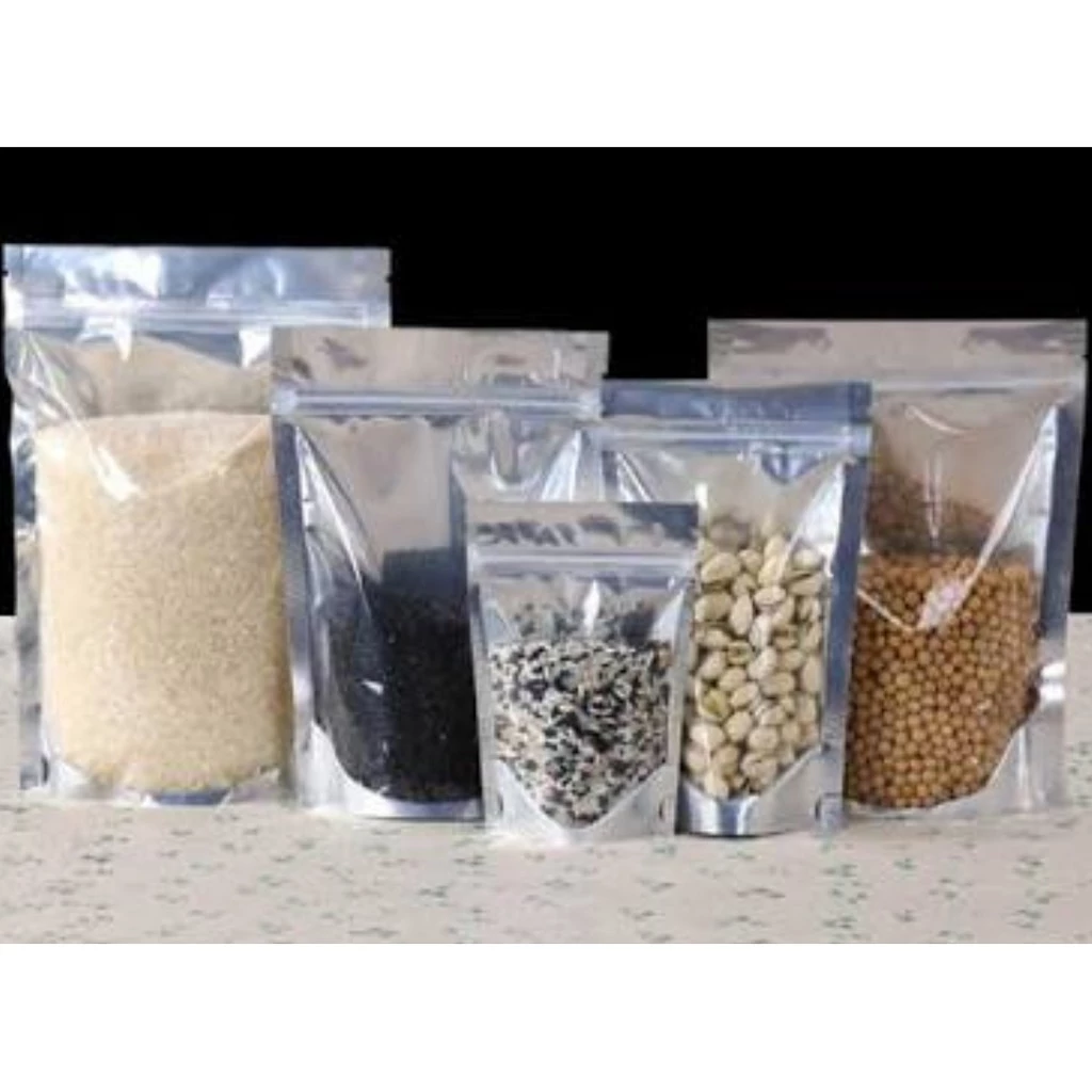 Half Clear / Half silver Stand-up Resealable Pouch