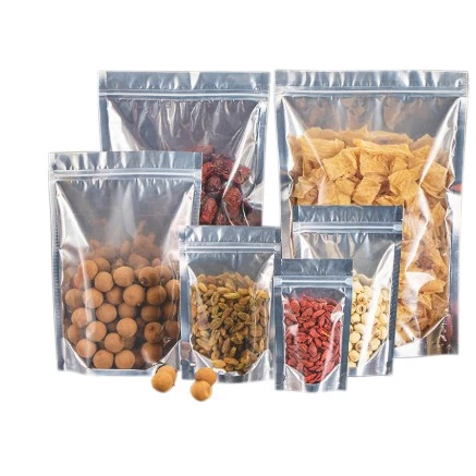 Half Clear / Half silver Stand-up Resealable Pouch