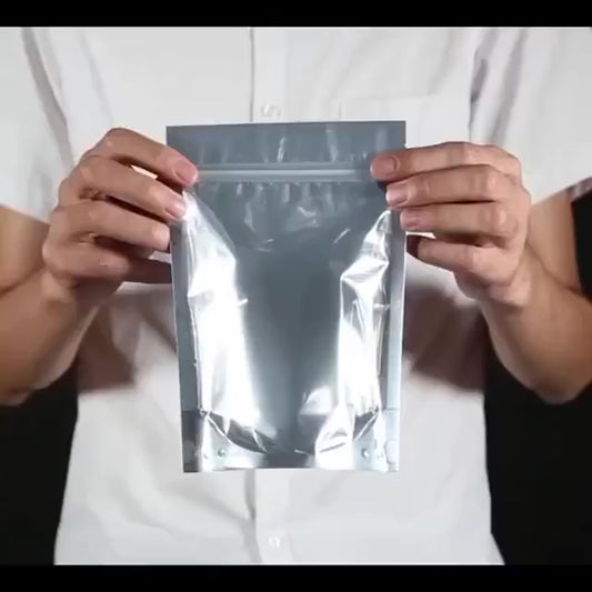 Half Clear / Half silver Stand-up Resealable Pouch